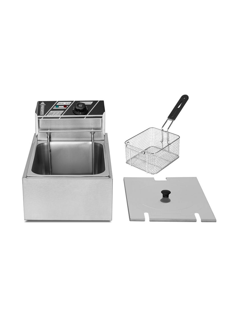 Denx Deep 6L Stainless Steel Oil Fryer with 2500W Power, Includes Frying Basket, Adjustable Temperature and Timer, and Removable Oil Container - Image 5