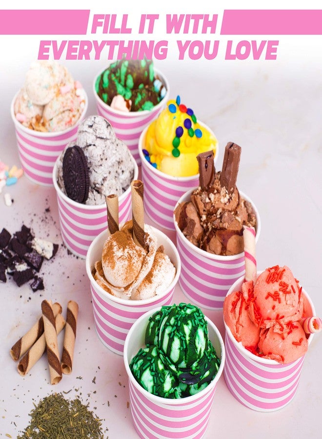 TYPTOP Premium Paper Ice Cream Cups, 50-Pack 5.5 oz Disposable Dessert cups for Hot and Cold, 5.5-ounce pink stripe - Image 3