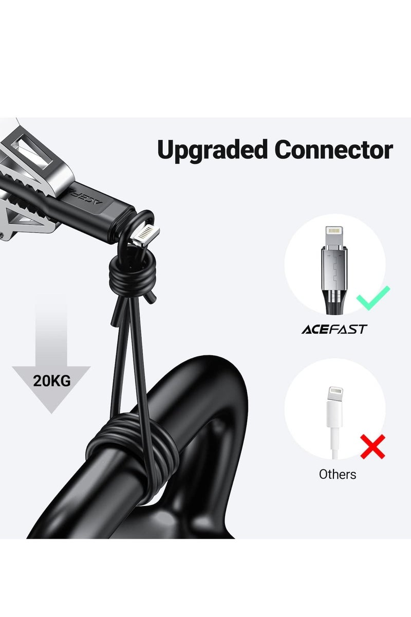 AceFast C3-01 - USB-C to Lightning TPE Charging Data Cable 1.2 Meter , Compatible With iPhone iPad - Black - Image 2