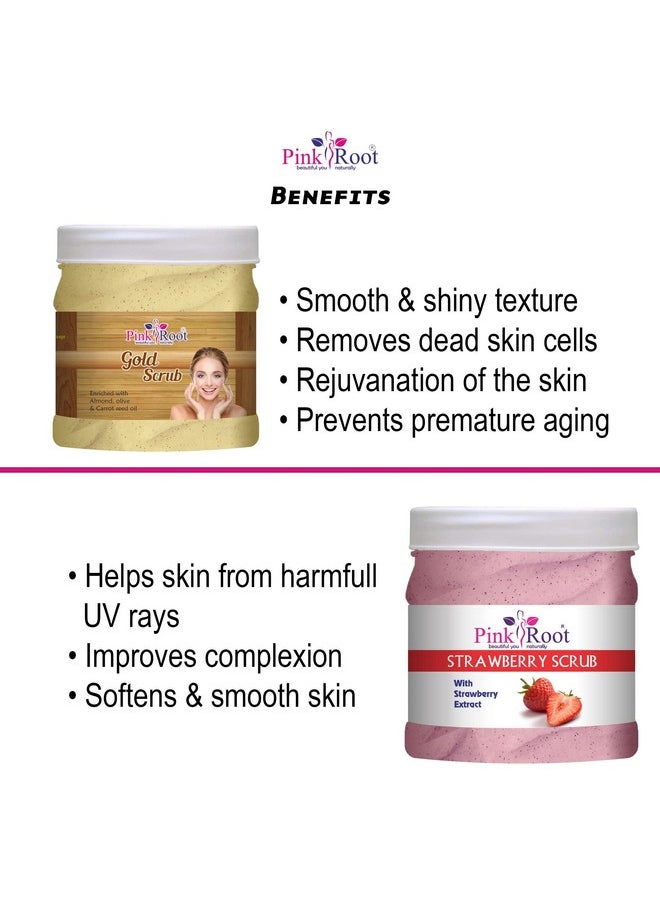 Pink Root Pink Root Gold Scrub 500gm with Strawberry Scrub 500gm  - Image 5