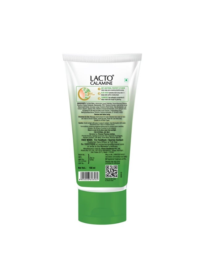 Lacto Calamine Neem Face Wash With Aloe Vera & Turmeric | 150ml | Niacinamide & Salicylic Acid Face Wash | Facewash Reduces Pimples, Purifies Skin & Oil Control | For All Skin Types - Image 3