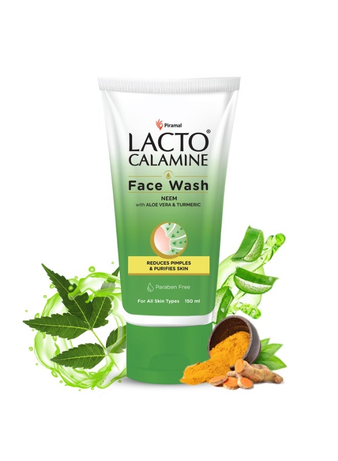 Lacto Calamine Neem Face Wash With Aloe Vera & Turmeric | 150ml | Niacinamide & Salicylic Acid Face Wash | Facewash Reduces Pimples, Purifies Skin & Oil Control | For All Skin Types - Image 4
