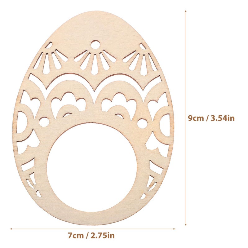 Wooden Easter Egg Napkin Rings Hollow Design Rustic Spring Wedding Table Decor - Image 3