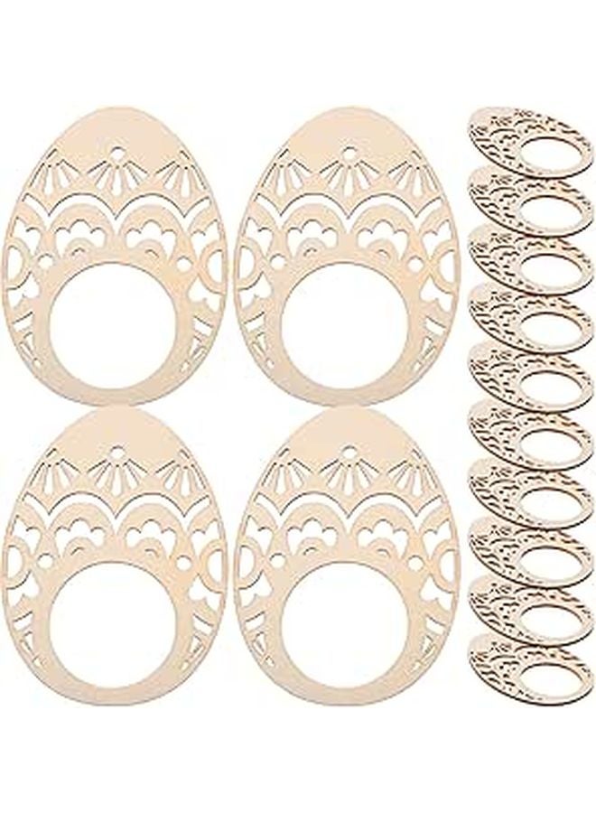Wooden Easter Egg Napkin Rings Hollow Design Rustic Spring Wedding Table Decor - Image 1