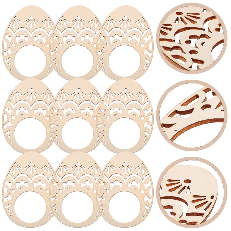 Wooden Easter Egg Napkin Rings Hollow Design Rustic Spring Wedding Table Decor - Image 4