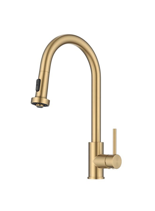 KRAUS Bolden 2-Function Single Handle Pull Down Kitchen Faucet in Spot-Free Brushed Brass, KPF-1616BB - Image 1