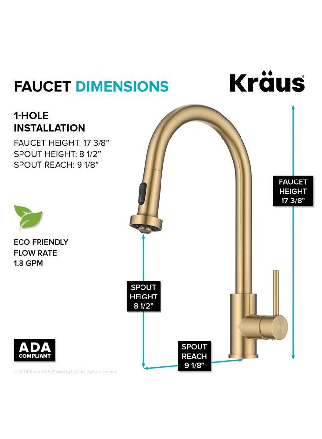 KRAUS Bolden 2-Function Single Handle Pull Down Kitchen Faucet in Spot-Free Brushed Brass, KPF-1616BB - Image 4