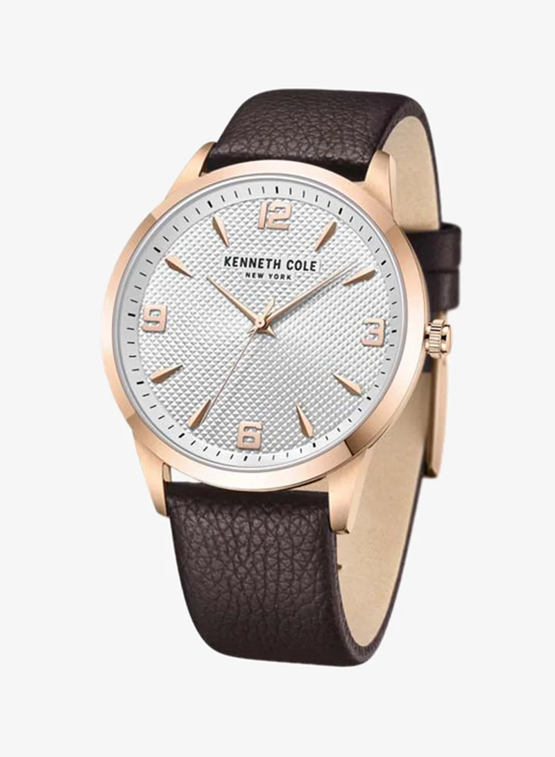 Kenneth Cole New York Modern Classic Silver Dial Genuine Leather Strap Analog Watch for Men
