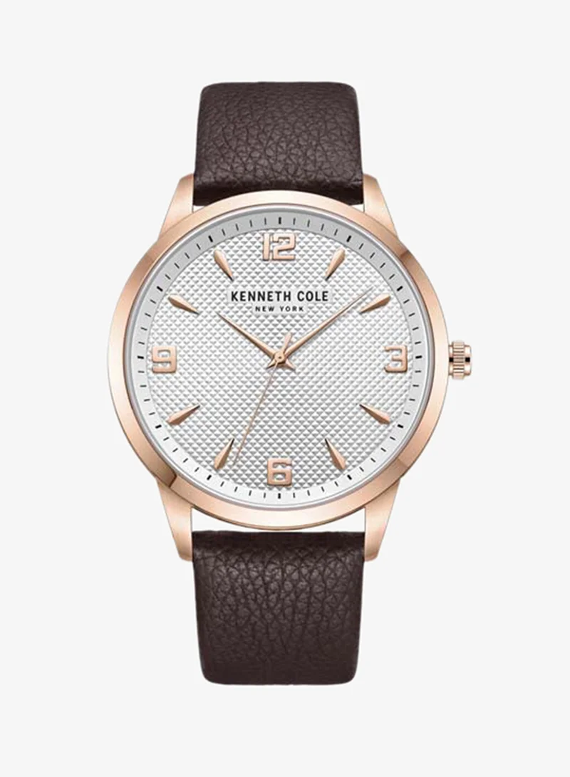 Kenneth Cole New York Modern Classic Silver Dial Genuine Leather Strap Analog Watch for Men