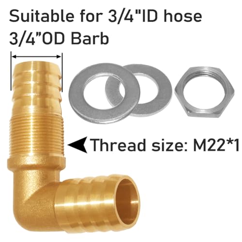 Uenede 2PCS Brass 90 Elbow Barb Bulkhead Fitting 34OD Barb Bulkhead Coupling Tank Connector Hose Pipe Barb Fitting for WaterOilGas - Image 3