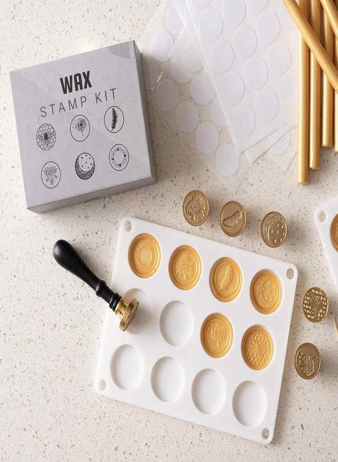 Hoppler Wax Seal Kit Having 6 PCS Wax Seal Stamp Heads, 1 PC Wood Handle Perfect Wax Stamp Seal Kit for Letter Sealing with Different Patterns for Gift Box Sealing - Image 2