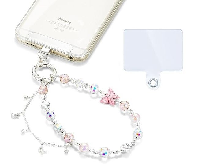 KHOLAD Crystal Phone Wrist Strap Phone Charm Chain Keychain Beaded Cellphone Lanyard with Tether Tab Hands-Free Wristlet Bracelet Wrist Grip Strap for Women - Image 1