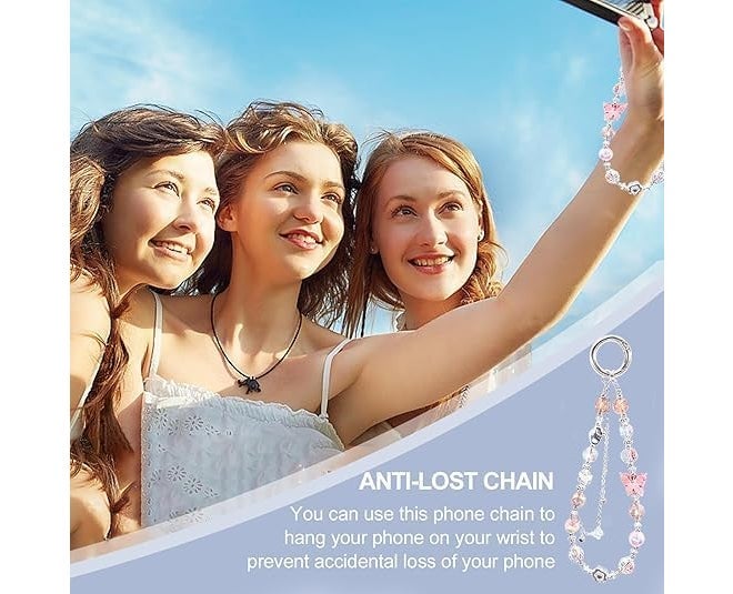 KHOLAD Crystal Phone Wrist Strap Phone Charm Chain Keychain Beaded Cellphone Lanyard with Tether Tab Hands-Free Wristlet Bracelet Wrist Grip Strap for Women - Image 3