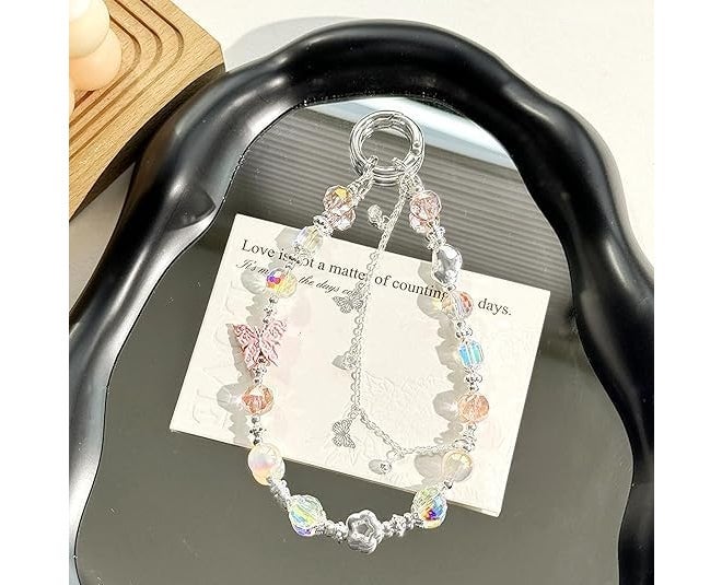 KHOLAD Crystal Phone Wrist Strap Phone Charm Chain Keychain Beaded Cellphone Lanyard with Tether Tab Hands-Free Wristlet Bracelet Wrist Grip Strap for Women - Image 4