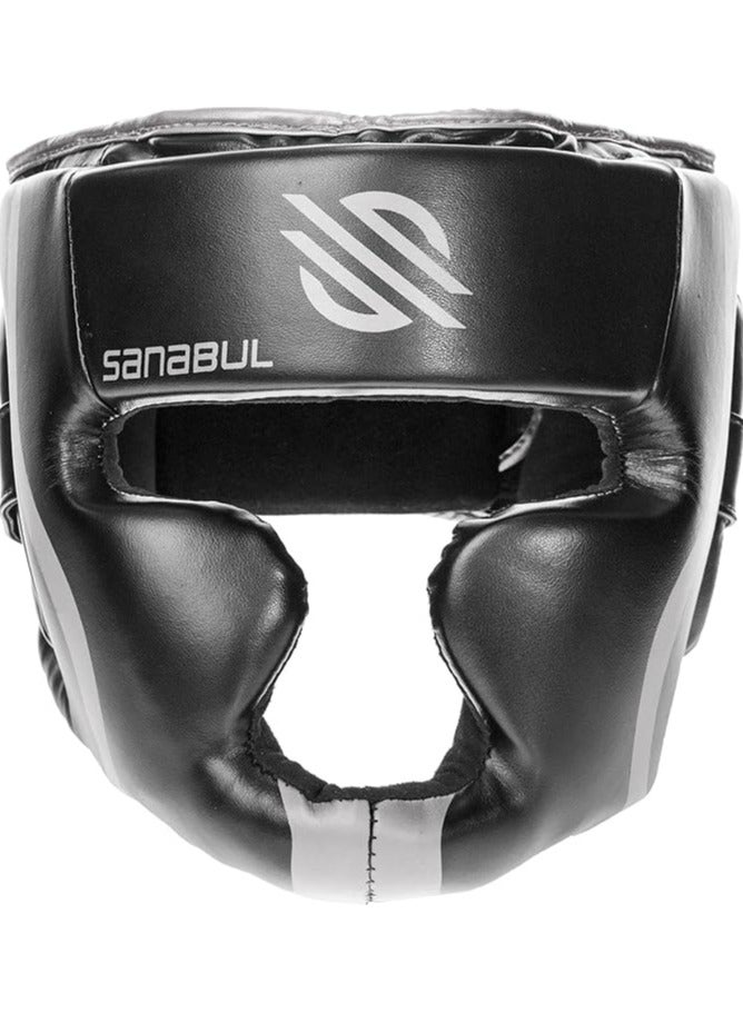 Sanabul  Essential Boxing Headgear – Men & Women, Muay Thai & MMA, Sparring, Full Face Coverage, Silver, S/M - Image 2