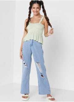 Straight Cut Ripped Jeans
