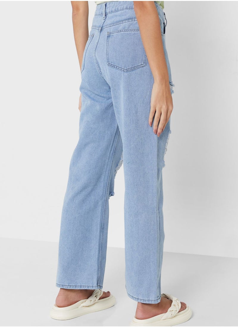 Ginger - Straight Cut Ripped Jeans - Image 1