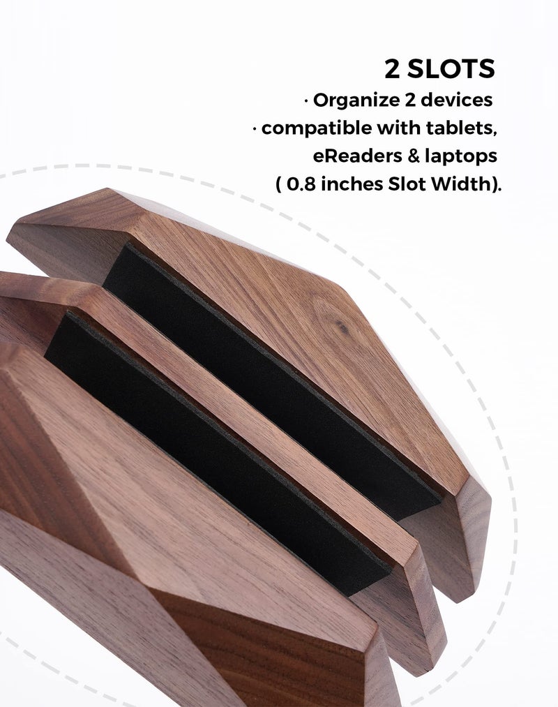 Nuvograin Dual Laptop Holder Vertical Laptop Stand, 2 Slots MacBook Stand Wood,Wooden Laptop Stand,Vertical Laptop Holder for Desk, Widen Dock Fits All MacBook/Surface pro - Image 4
