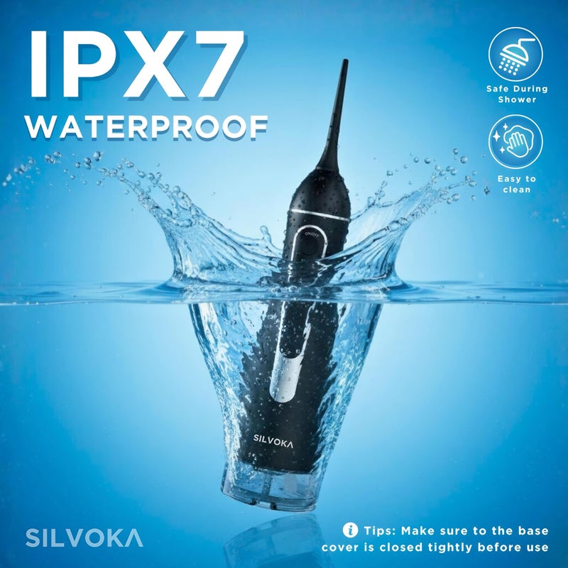 SILVOKA Water Flosser for Teeth, Cordless Oral Irrigator, Portable Dental Flosser with 300ML Tank, 4 Cleaning Modes, IPX7 Waterproof, Rechargeable Water Floss Pick for Braces, Gum Care & Travel - Image 4