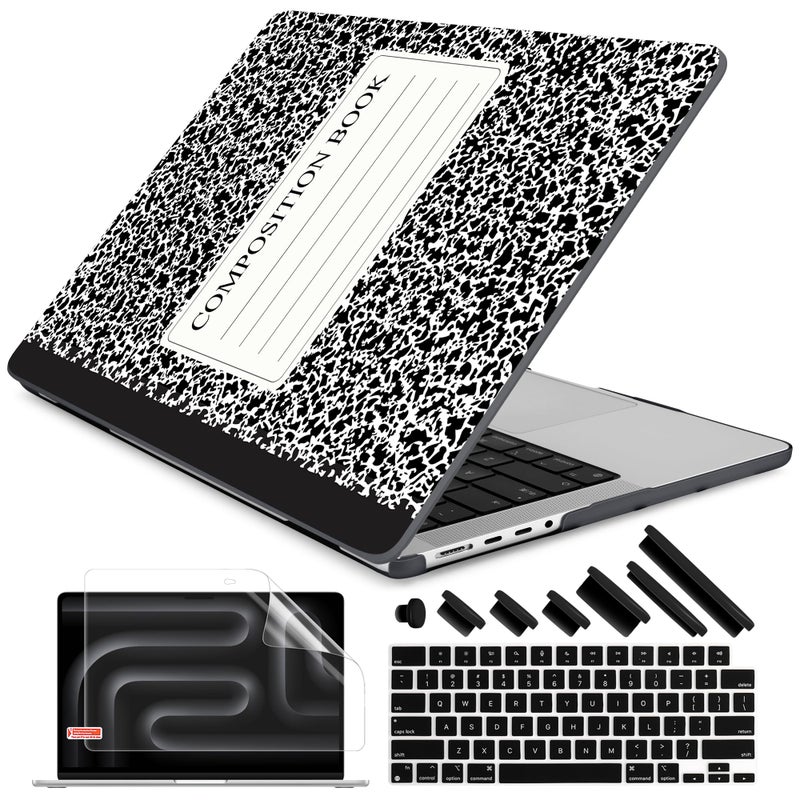 DONGKE Case for MacBook Pro 14 Inch (2026-2021 Release, M5 M4 M3 M2 M1 Pro/Max Chip), Plastic Slim Hard Shell Protective Cover with Keyboard Cover & Screen Protector, Composition Book - Image 1