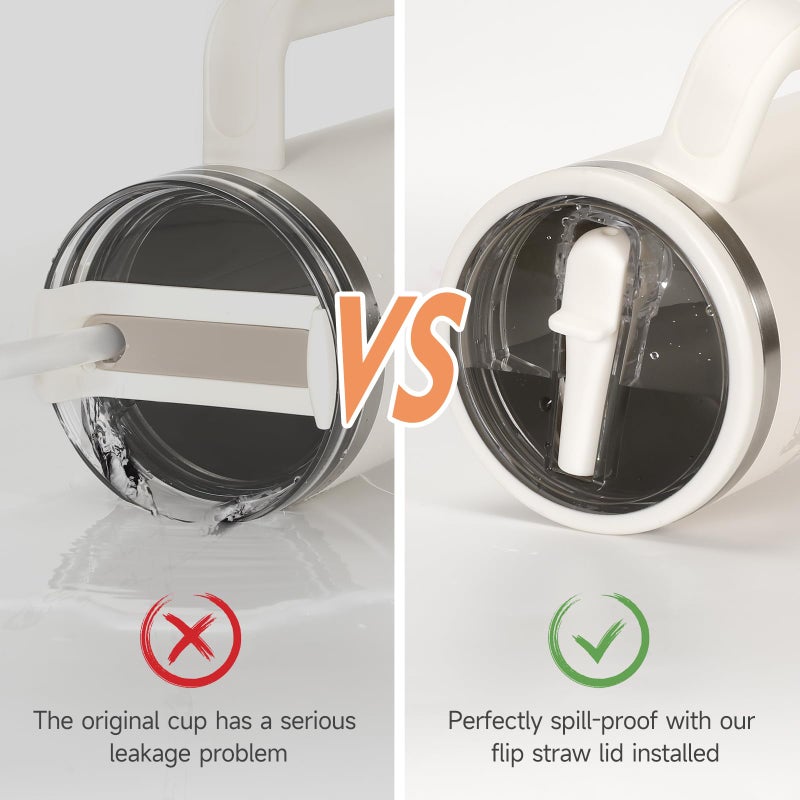 انتاند Antand 2 PCS Flip Straw Lid for Stanley 40 Oz Tumbler Spill Proof Lid Presentation 40 Oz No Spill Flip Top for Stanley Lids Cover Tumbler Cover متوافق مع 40oz كأس كأس - Image 2