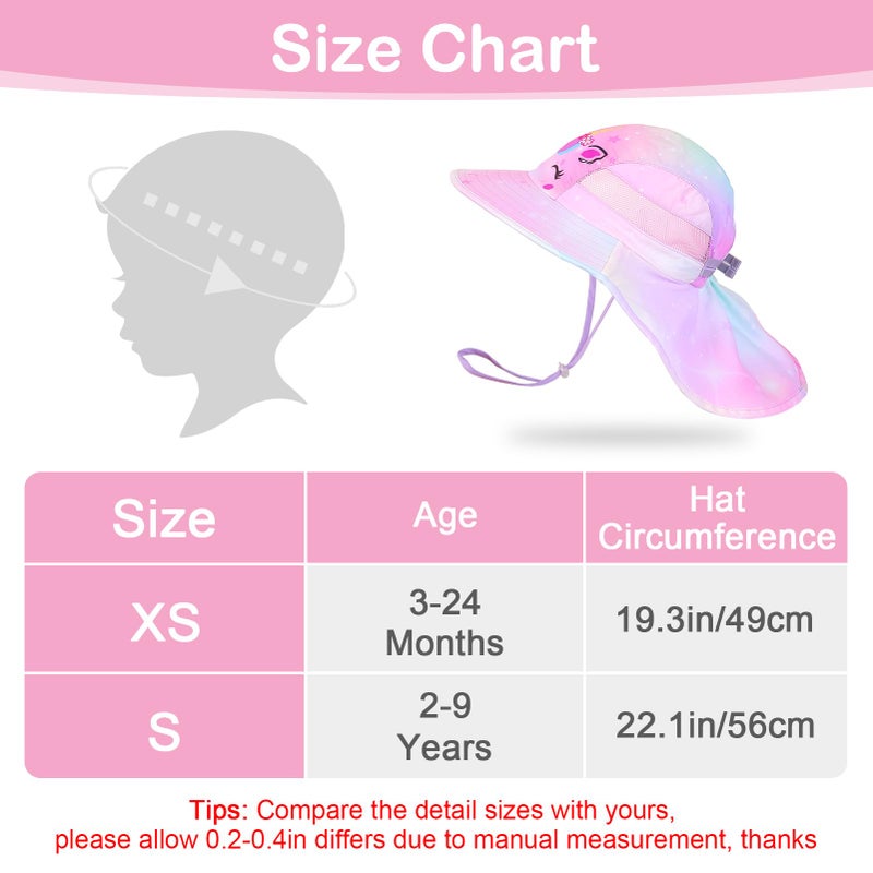 Play Tailor Kids Sun Hat UV Protection Summer Beach Play Hats Wide Brim Neck Flap for Girls Boys 2-9 Years, Pastel Pink Yellow - Image 2