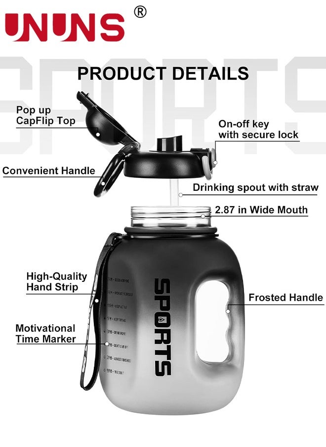 UNUNS - Water Bottle With Chug Lid,2.5L Gym Water Bottle With Handle,Large Capacity Motivational Water Bottle With Lock Closure,BPA Free Water Bottle With Straw For Daily Drinking - Image 1