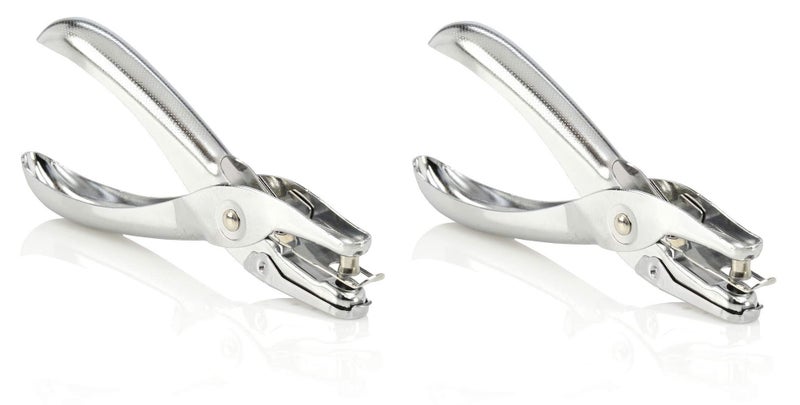 DEZIINE 2Pcs Hole Punch, Hole Puncher, 5 Sheet Punch Capacity, Classic, Chrome. - Image 1