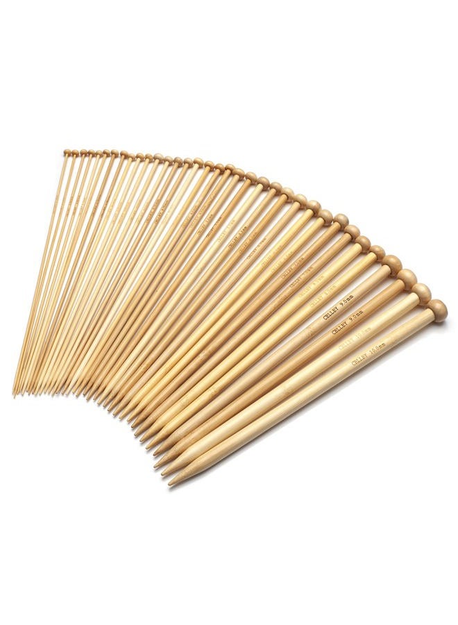 Coowayze Bamboo Knitting Needles Set, Wooden Knitting Needles for Beginners, 18 Pairs 9 Inch Long US Size 0-15 (2.0-10.0mm) Straight Wood Knit Needle Single Point for Sweaters, Socks, Gloves and Scarf - Image 1