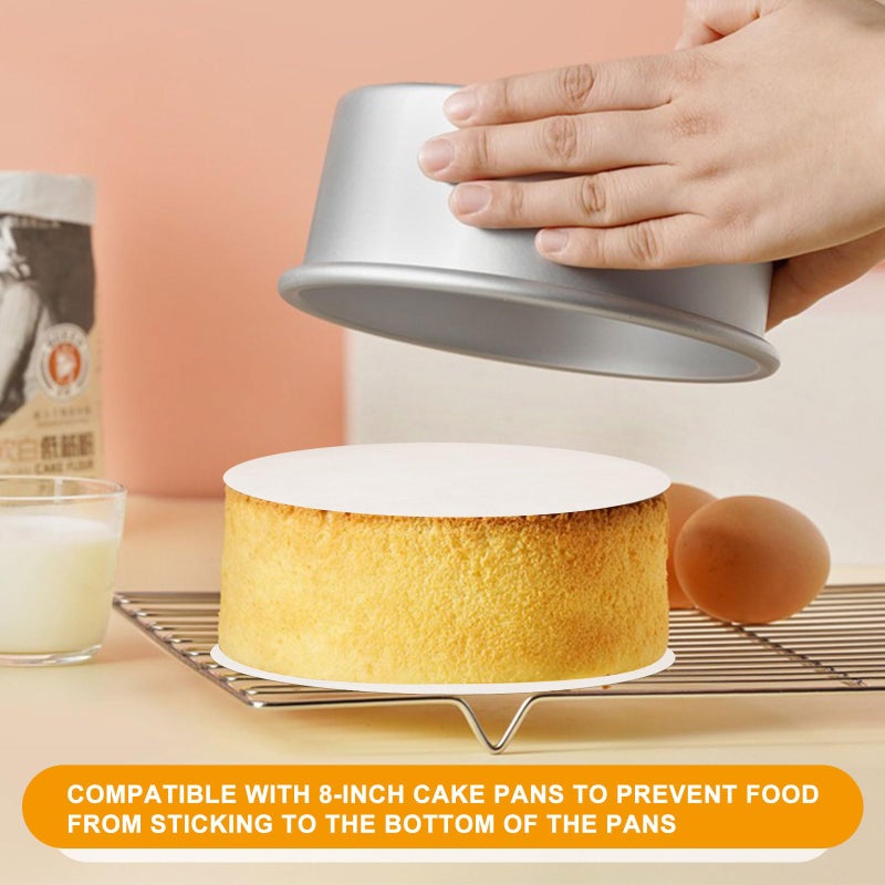 YUFDA 150 Pcs-8 Inch Non-Stick Parchment Rounds, Precut Round Parchment Paper for Tortilla Press, Cake Pan, Cookies - Image 4