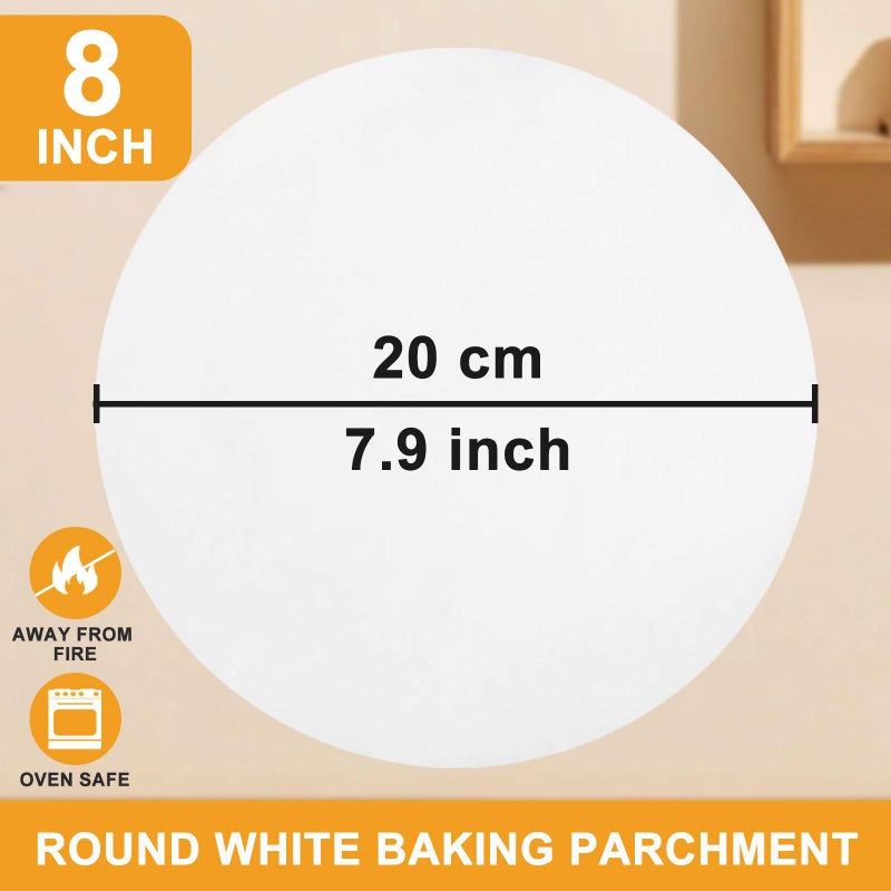 YUFDA 150 Pcs-8 Inch Non-Stick Parchment Rounds, Precut Round Parchment Paper for Tortilla Press, Cake Pan, Cookies - Image 2