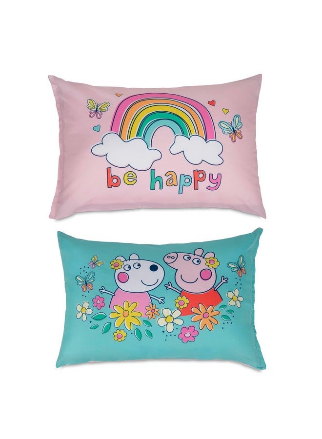 NoJo Peppa Pig 2 Piece Toddler Sheet Set Fitted Bottom Sheet and Reversible Pillowcase, Pink and White - Image 2