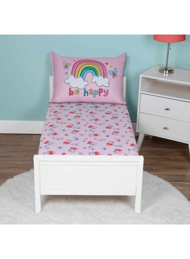 NoJo Peppa Pig 2 Piece Toddler Sheet Set Fitted Bottom Sheet and Reversible Pillowcase, Pink and White - Image 4