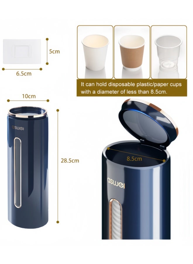 موزع أكواب للاستخدام مرة واحدة، حامل أكواب مياه بلاستيك مقاوم للغبار، أنيق وفاخر، يُثبت على الحائط، مصنوع من الورق والبلاستيك، يتسع لـ 45 كوبًا (أزرق، A2102) - Image 3