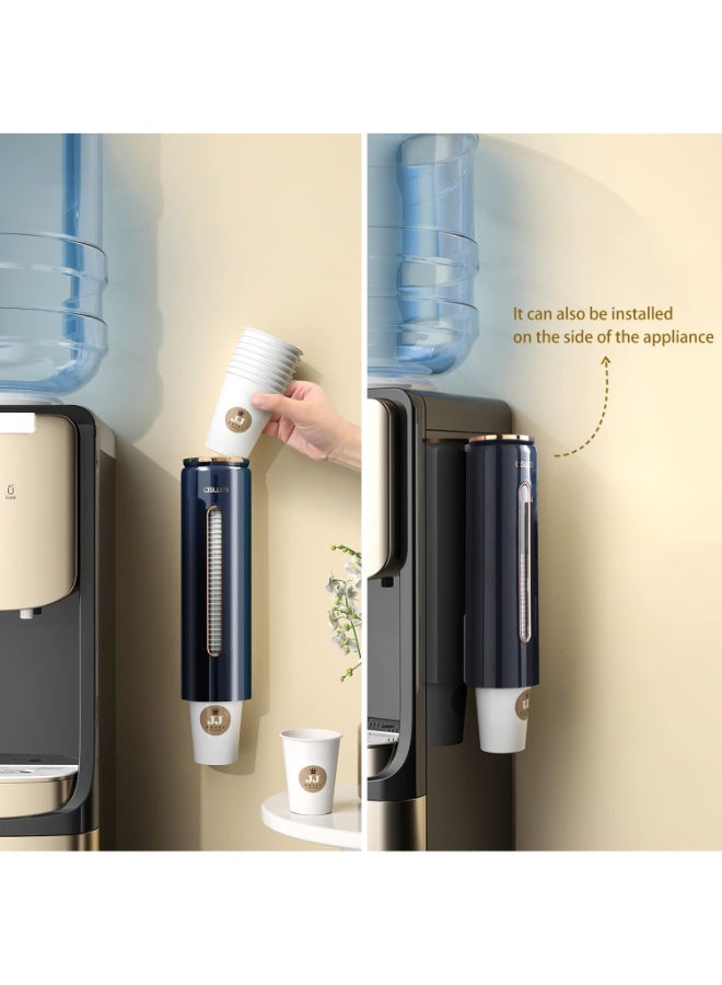 موزع أكواب للاستخدام مرة واحدة، حامل أكواب مياه بلاستيك مقاوم للغبار، أنيق وفاخر، يُثبت على الحائط، مصنوع من الورق والبلاستيك، يتسع لـ 45 كوبًا (أزرق، A2102) - Image 5