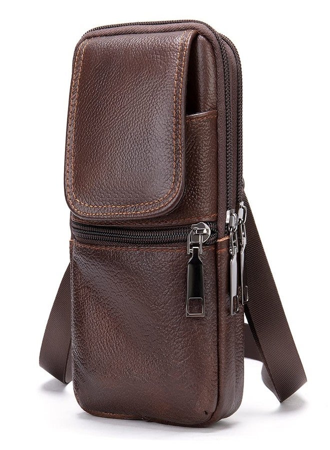 WFCKPQF Small Cell Phone Belt Clip Holster Mens, Outdoor Vertical Phone Waist Bag Leather, Unisex Vertical Men Cell Phone Belt Holster Case Belt Waist Bag Travel Messenger Pouch Shoulder Pack Wallet, Black - Image 2