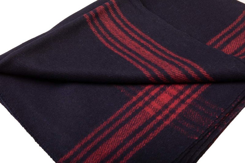 Farm Blue Wool Blanket - Military Style - Thick & Lightweight Army Camping Blankets 80" x 62" - Large Camp Survival Blankets for Car, Hiking, Backpacking & Outdoor Festivals (Navy with Red Stripes) - Image 2