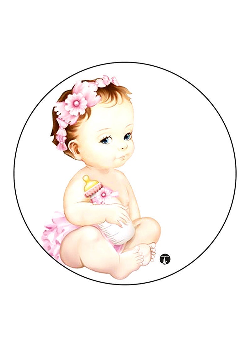 RKN Girl Printed Mouse Pad  Round  Multicolour