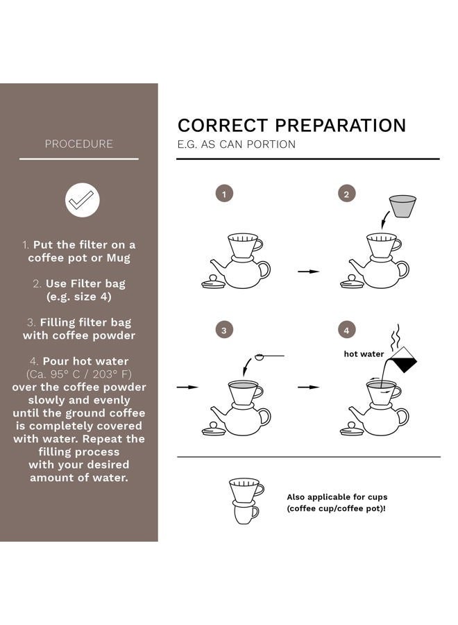 CREANO Porcelain Coffee Filter Size 4 - Cone Brewer for Filter Bags Size 1 x 4 White - Image 3