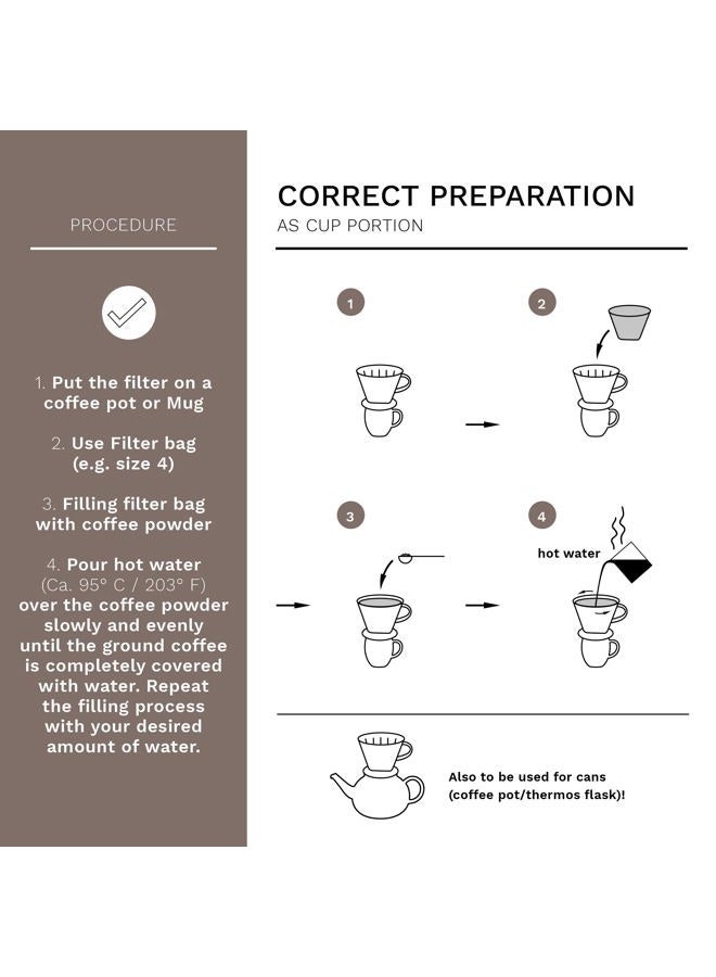 CREANO Porcelain Coffee Filter Size 4 - Cone Brewer for Filter Bags Size 1 x 4 White - Image 4