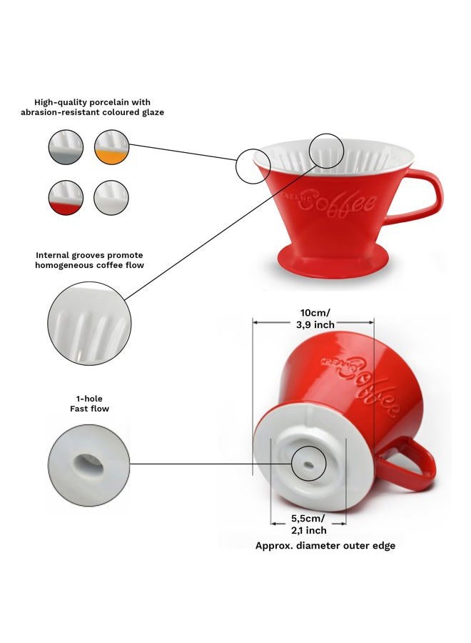 CREANO Porcelain Coffee Filter Size 4 - Cone Brewer for Filter Bags Size 1 x 4 White - Image 5