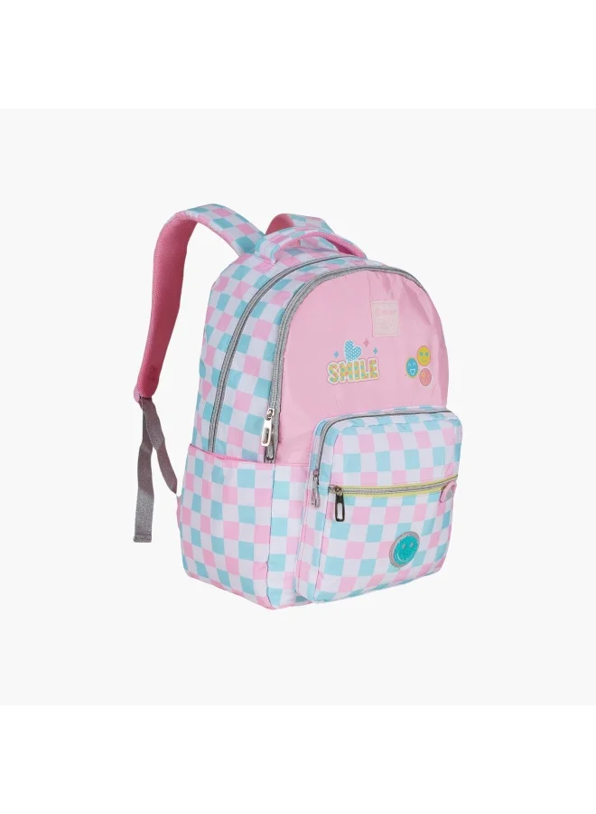 بوز Printed Backpack with Adjustable Straps and Zip Closure - 6x12x21 cms