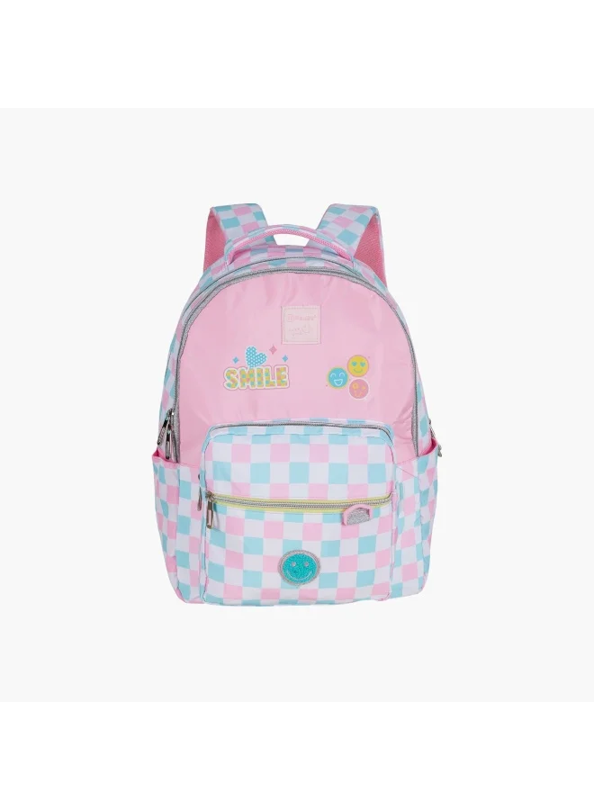بوز Printed Backpack with Adjustable Straps and Zip Closure - 6x12x21 cms