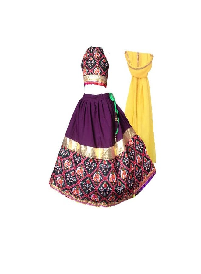 Aglare lehenga choli,halter neck blouse,patola print pure cotton Blouse lehenga choli,fro small girl,ethnic .STITCHED Black - Image 1