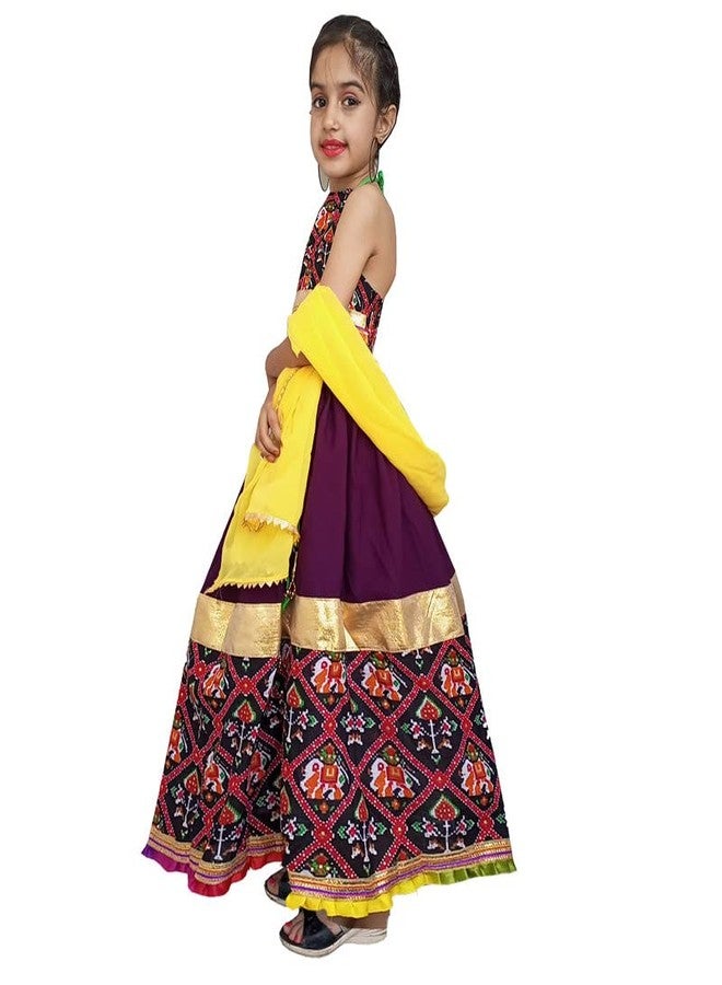 Aglare lehenga choli,halter neck blouse,patola print pure cotton Blouse lehenga choli,fro small girl,ethnic .STITCHED Black - Image 4