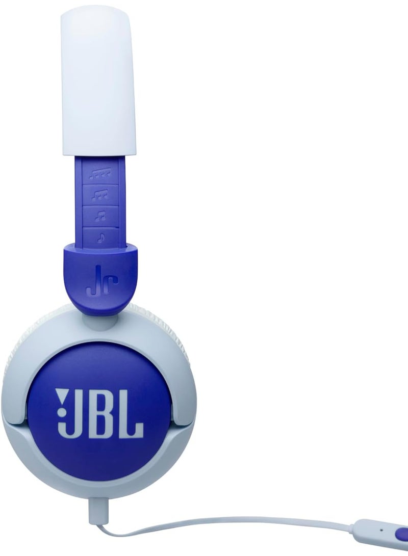 JBL Jr 320 Kids Wired On-Ear Headphones, Safe Sound (<85dB), Built-In Mic, Sof Padded Headband, Comfortable Ear Cushion, Compact and Foldable Design, Single-Side Flat Cable - JBLJR320BLU Blue - Image 5