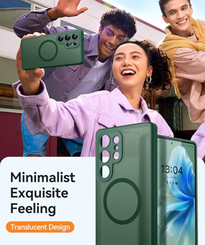 CANSHN Designed for Samsung Galaxy S25 Ultra Case (2025) [Full Camera Protection] [Compatible with Magsafe] Translucent Matte Back Protective Phone Cover, Deep Green - Image 4