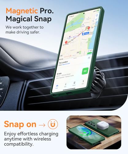 CANSHN Designed for Samsung Galaxy S25 Ultra Case (2025) [Full Camera Protection] [Compatible with Magsafe] Translucent Matte Back Protective Phone Cover, Deep Green - Image 5