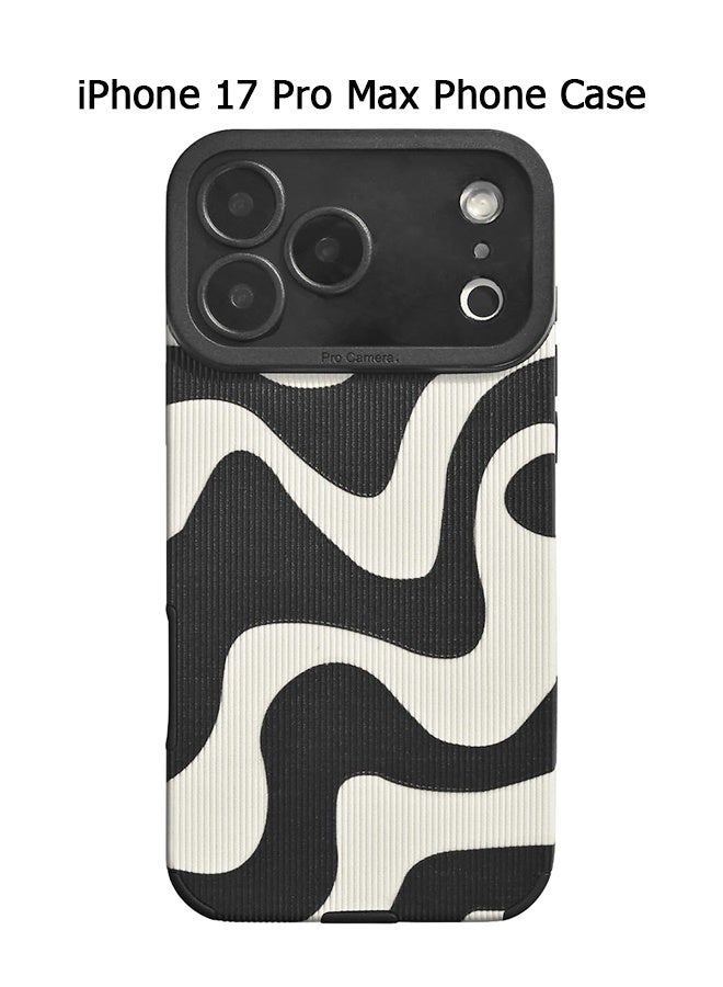 Wffo For iPhone 17 Pro Max Case - Cute Zebra Wave Pattern Design Case for Women Girls Soft TPU Bumper Anti-Scratch Shockproof Full Camera Protective Case Cover for iPhone 17 Pro Max - Black White - Image 1