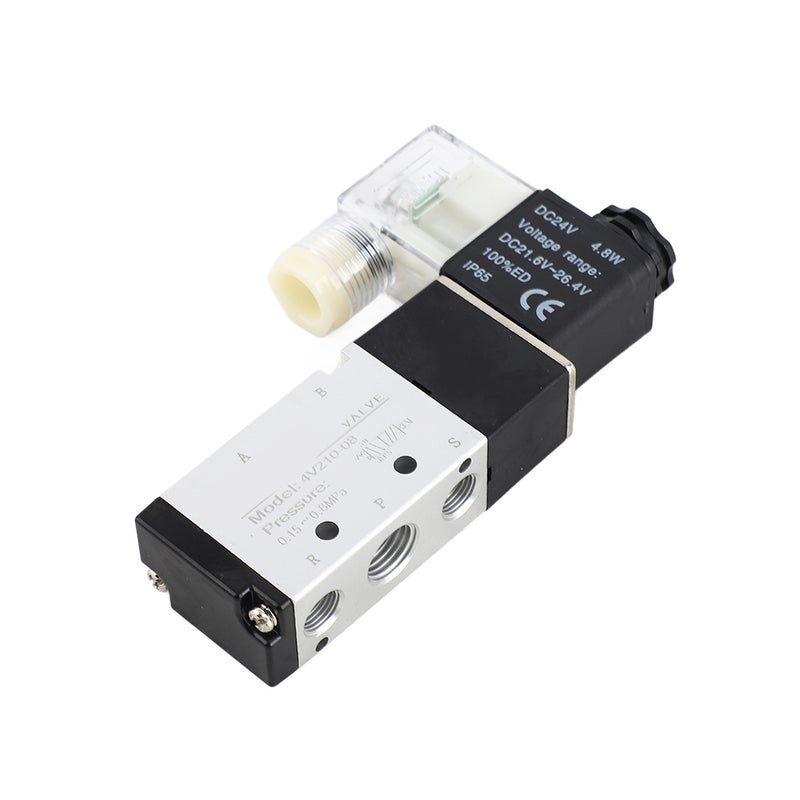 2 Position 5 Way Pneumatic Solenoid Valve Aluminium Alloy Wear Proof Solenoid Valve Replacement 4V210 08 DC24V - Image 2